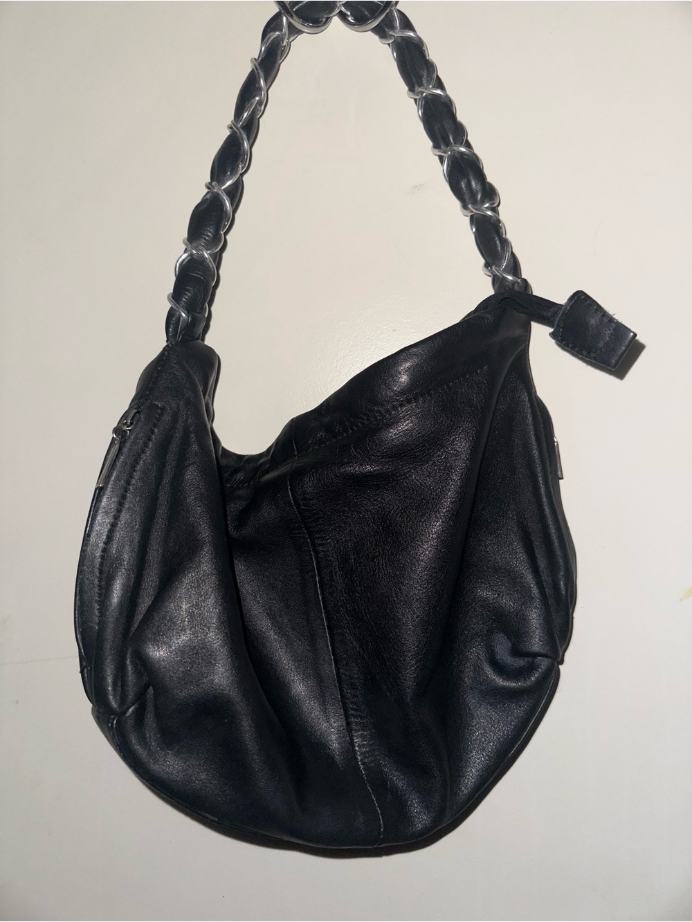 Classic Black Leather Shoulder/ Hobo  Bag